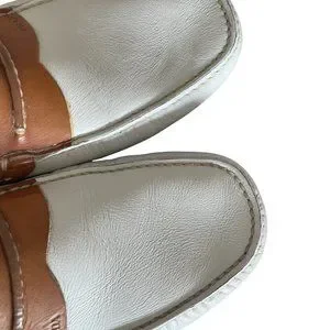 Prada | Shoes | Prada Mens Cream Cognac Leather Loafers Size 